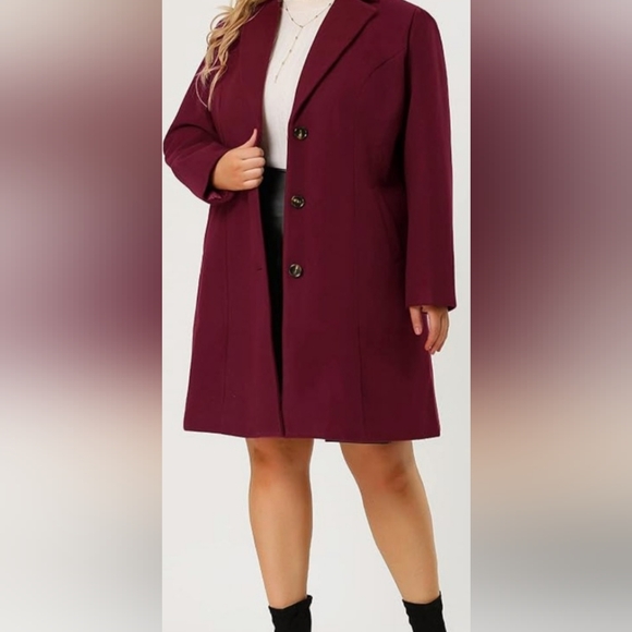 AGNES Orinda Dress Coat Burgundy/ Wine 2X - Picture 7 of 11